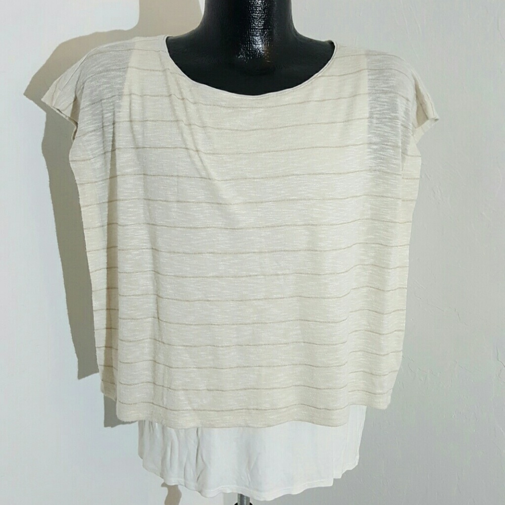 White house Black Market top stripes t-shirt women size L